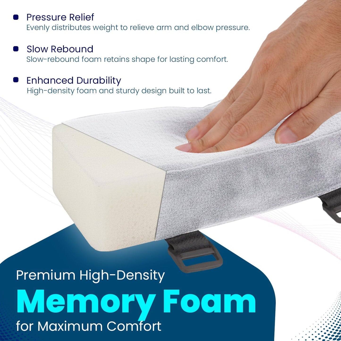 Thick Memory Foam Office Chair Arm Pads - Office Chair Armrest Covers Provide Elbow Cushion and Relieve Pressure - Ergonomic Desk Chair Arm Covers - Gaming, Computer Chair Rest Pads (Set of 2) (Black)