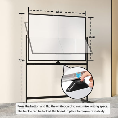 Large Whiteboard Easel with Stand, 36" x 24" Portable Standing Magnetic Dry Erase White Board, 3' x 2' Tripod Height Adjustable Flip Chart Easel for Home Office Classroom School, Silver