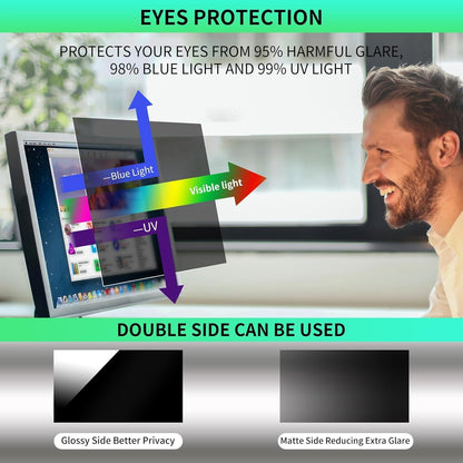 2 Pack- 27 Inch Curved Computer Privacy Screen Filter for 16:9 Widescreen Computer Screen Protector Computer Screen Privacy Shield Anti Glare and Blue Light
