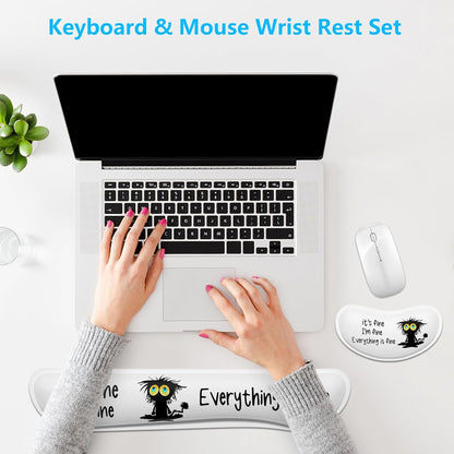 Dapesuom Enlarge Keyboard Wrist Rest, Memory Foam Wrist Cushion for Desk Mat Support, Cute Pain Relief Keyboard Mouse Pad Rests Set with Non-Slip Base for Gaming Laptop Office Computer, Elegant Flower