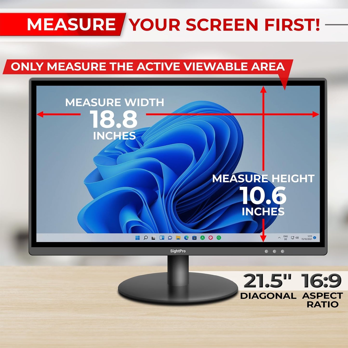 SightPro 24 Inch 16:9 Computer Privacy Screen Filter for Monitor - Privacy Shield and Anti-Glare Protector