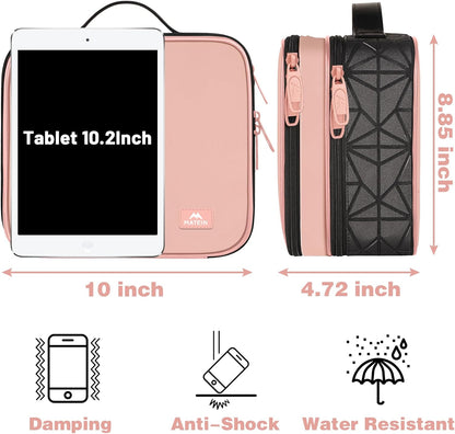 MATEIN Cable Organizer Bag, Waterproof Travel Electronic Storage, Shockproof Portable Double Layer Tech Bags Carrying Case for Cord, Earbuds, Charger, SD Card, DJ Gifts, Black