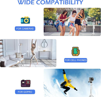 SENSYNE 62" Phone Tripod & Selfie Stick, Extendable Cell Phone Tripod Stand with Wireless Remote and Phone Holder, Compatible with iPhone Android Phone, Camera