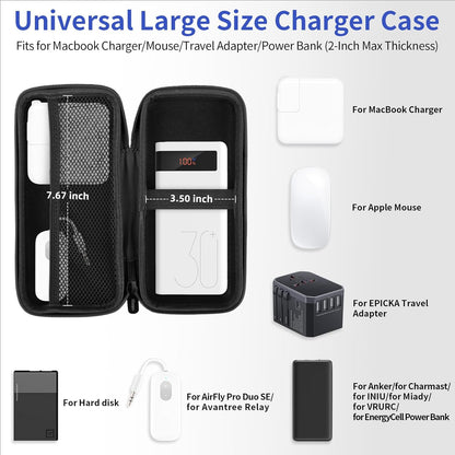 iMangoo Travel Essential Electronics Organizer Pouch Charger Case, Shockproof Dual Zipper Power Bank Cables Tech Accessories Purse, Men & Women Travel Must Have Storage Bag, 6.5x3.2x1 inch Rose Gold