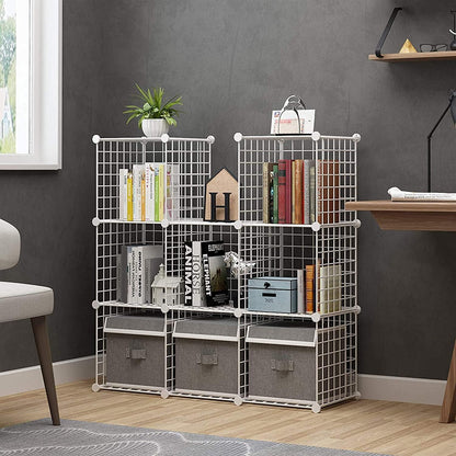 C&AHOME Wire Cube Storage, 6 - Cube Organizer Metal C Grids, Modular Shelves Units, Storage Bins Shelving, Closet Organizer, Ideal for Home, Office, Living Room, 36.6”L x 12.4”W x 36.6”H Black