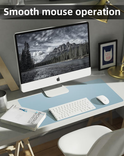 Leather Desk Pad Protector, Office Desk Mat, Large Mouse Pad, Non-Slip PU Leather Desk Blotter, Laptop Desk Pad Desk Accessories for Office and Home (Black, 40" x 17")