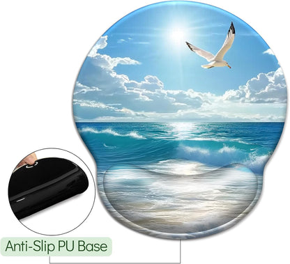 LIMKRIAN Cat Ergonomic Mouse Pad with Wrist Rest, Gaming Mouse Pad with Wrist Support, Funny Mouse Pads for Desk, Computer Mousepad with Non-Slip Pain Relief PU Base, Cute Office Desk Accessories