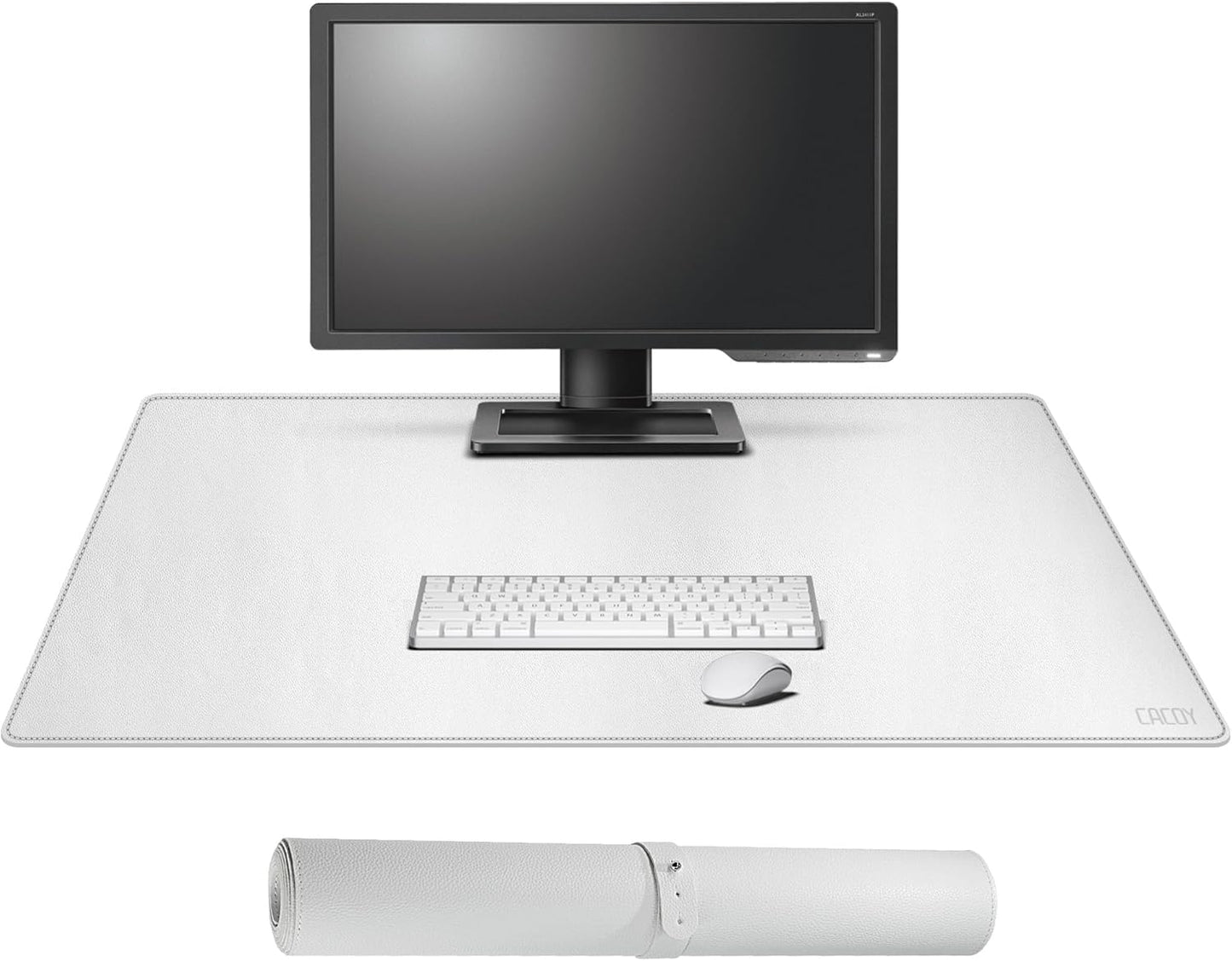 Cacoy 36" x 20" Leather Desk Mat for Home Office, Extra Large PU Leather Desk Pad Blotters, Waterproof Computer Keyboard Mat, Extended Gaming Mouse Pad, Desk Protector for Desktop and PC Laptop, Black