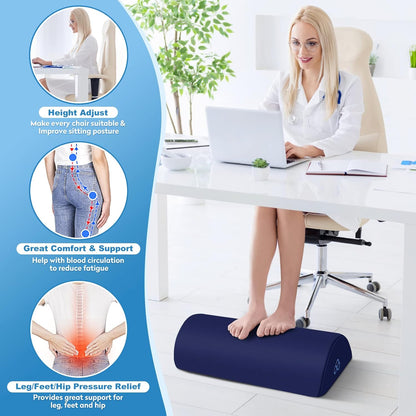 StepLively Foot Rest Ergonomic Pillow for Under Desk at Work, Anti-Fatigue Footrest Support Pillow for Fatigue & Pain Relief, Comfortable for Office Chair, Car Seat & Gaming Chair - Black