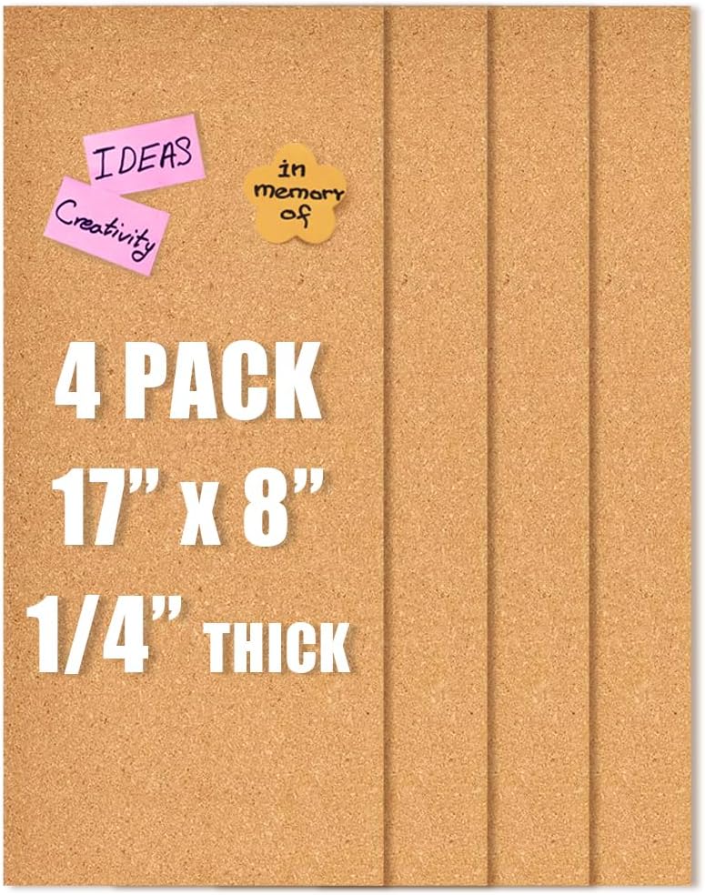 17x8 Corkboard Tiles Bulletin Board, 1/2" Thick Self-Adhesive Cork Boards for Walls, Cork Tiles Vision Board for Home, Office, School, Bulletin Board Decorations(12mm,1pc)