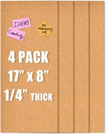 17x8 Corkboard Tiles Bulletin Board, 1/2" Thick Self-Adhesive Cork Boards for Walls, Cork Tiles Vision Board for Home, Office, School, Bulletin Board Decorations(12mm,1pc)