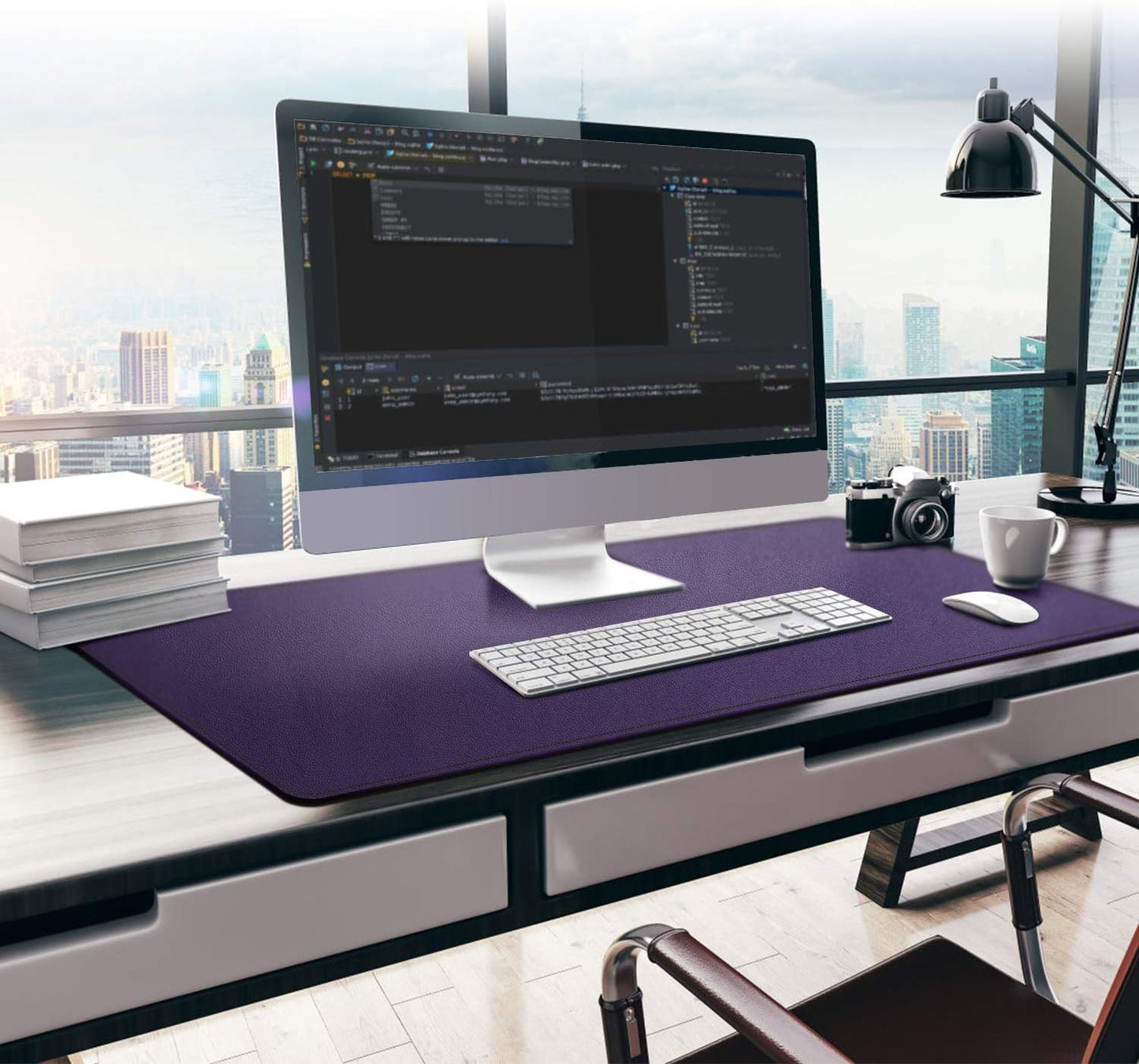 Mydours 40" x 20" Extra Large Desk Mat, PU Leather & Cork Desk Pad, Large XXL Desk Mouse Pad for Workstation, Office, Home, Computer Desk Mat with Keyboard & Mouse (Black)