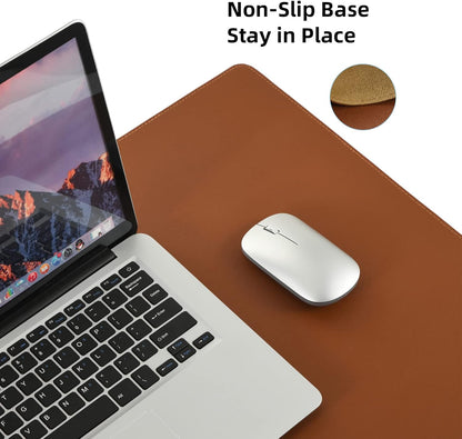 Leather Desk Pad,Wolaile 36x17 inch Large Mouse Pad,Waterproof Non-Slip Writing Desk Blotter,Computer Mat Desktop Protector for Office Home,Black