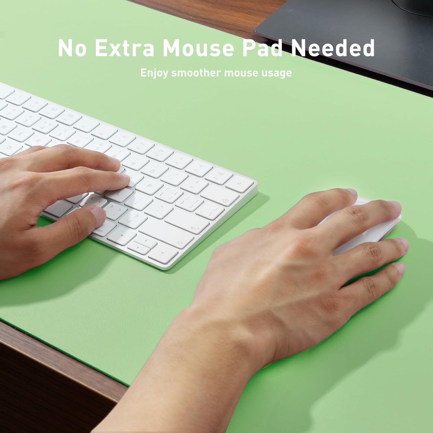Aothia Leather Office Desk Pad Protector, Non-Slip PU Leather Desk Blotter, Waterproof Laptop Writing Mouse Pad for Office and Home, Black, 31.5" x 15.7" - Colors B