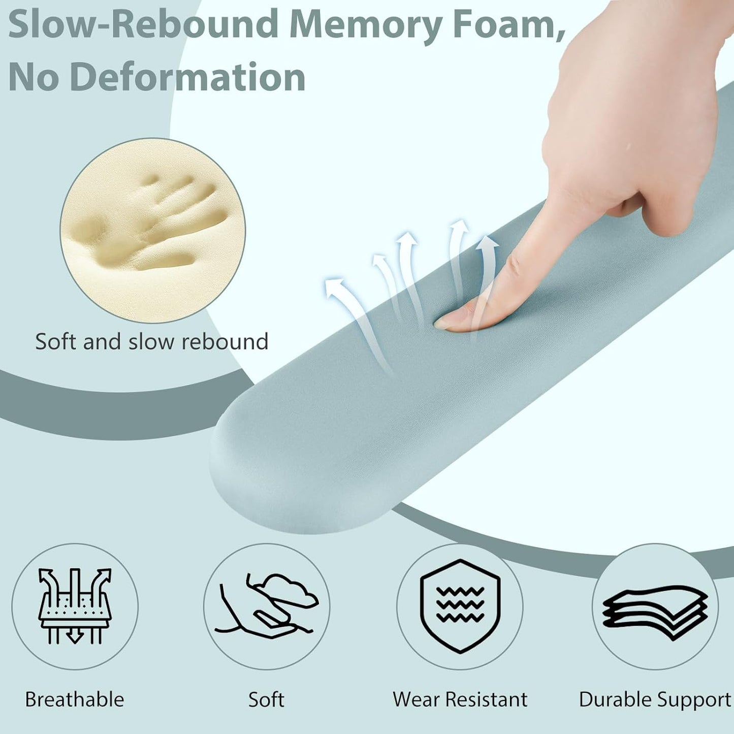 Sushret Mouse Pad and Keyboard Wrist Rest, 3-in-1 Gel Memory Foam Ergonomic Mouse Pad with Wrist Rest Set,Gaming Mousepad Arm Cushion Support for Computer Office Desk Accessories Cute Setup,Sage Green