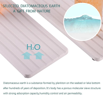 NiuYichee 2 PCS Water Absorbent diatomite Coasters, 8.3" x 4" Water Absorbing Stone Tray for Sink, Stone Drying mat for Kitchen Counter, Stone soap Tray Used for Hand Soaps & toiletries & Plants
