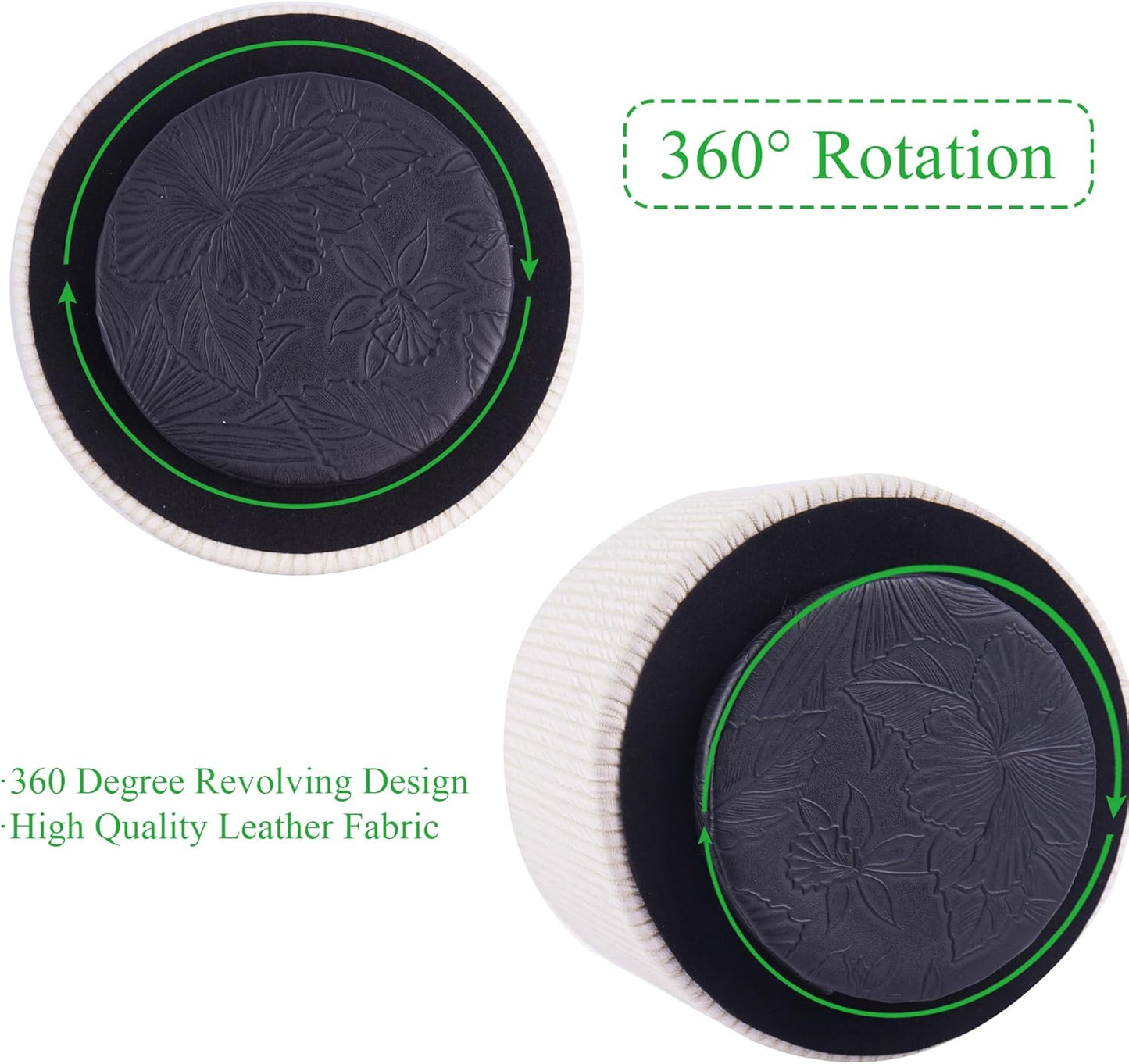 Round Leather Art Supply Organizer,Remote Control Holder,360 Degree Rotating,Multi-Functional Pencil Holder,4 Compartments Desktop Stationary Organizer(1-Fractal Flower) | Round - Colors C