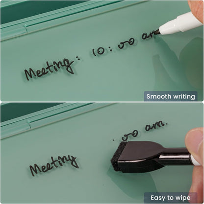 Varhomax Glass Weekly Planner Desk White Board, Desktop Calendar Whiteboard with Storage, to Do List Memo Caddy for Home Office and School Supplies, Black