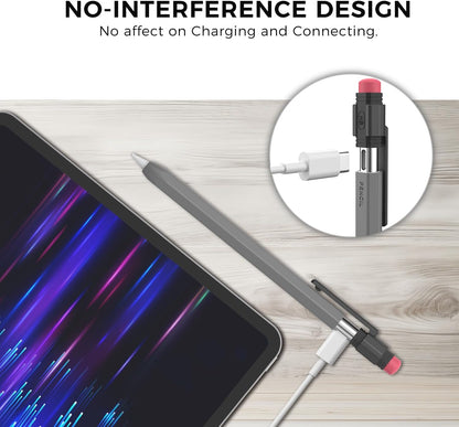 TRONWIN Apple Pencil USB C Case,Silicone Sleeve Protective Cover Perfect Grip Skin Classic Design with Sturdy Clip Compatible with Apple Pencil USB-c for ipad pro (Deep Grey)