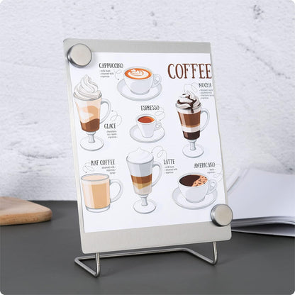 Magnetic Bulletin Board with Stand – Small Dry Erase Memo Board – Tabletop Metal Easel for Magnet Display – 10x8 Inches + 2 Magnets