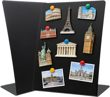 2 Pack Desk Magnetic Bulletin Board Metal Tabletop Memo Souvenir/Photos Display Board Magnet Display Stand for Home School Kitchen Office (2, White, ARC)