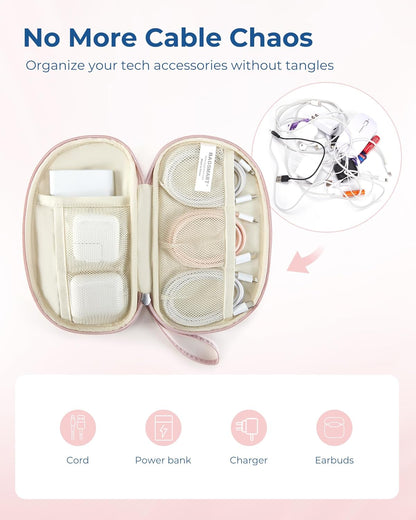 BAGSMART Electronics Organizer Travel Case, Cord Organizer for Women, Travel Cable Bag (Beige)