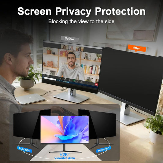 Magnetic Laptop Privacy Screen Filter 15.6 Inch for 16:9 Computer Monitor, Removable Anti Blue Light Privacy Shield, Anti-Glare Protector Compatible with Dell Hp Asus Lenovo