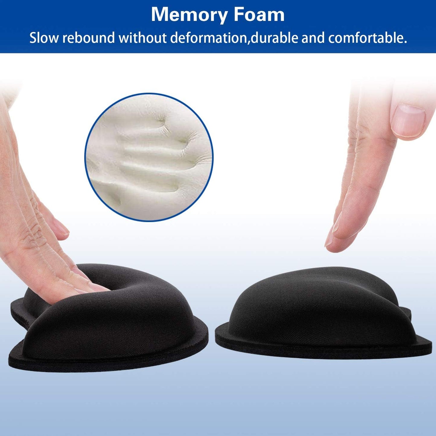Mouse Wrist Rest, Canjoy 2 Pack Memory Foam Soft Fabric Mouse Wrist Rest Pad Support Cushion with Anti-Skid Rubber Base,Ergonomic Pain Relief Mouse Hand Rest (Black)