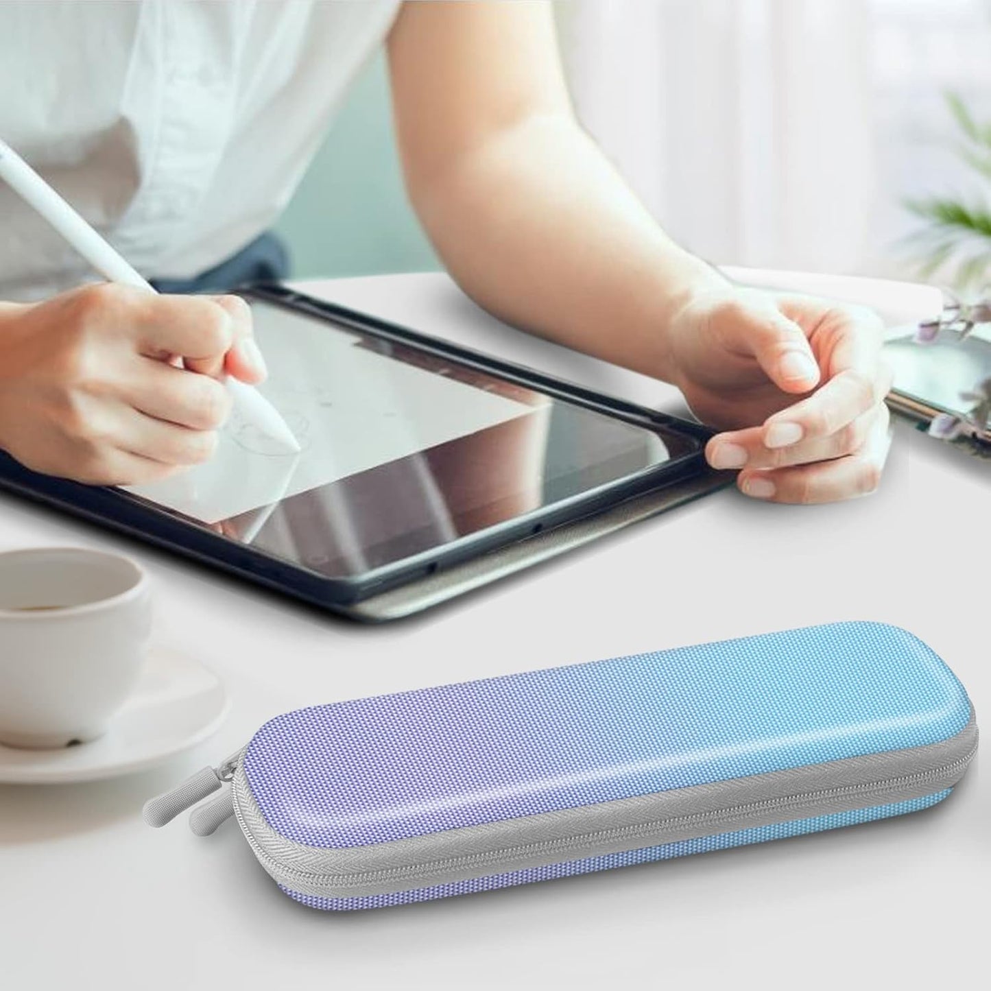Fintie Holder Case for Apple Pencil Pro, Apple Pencil (USB-C / 1st / 2nd Generation), PU Leather Carrying Bag Sleeve Compatible with Pen, USB Cable, Samsung Stylus, Lilac Marble