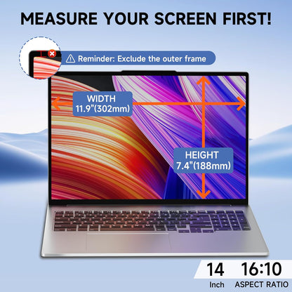 Laptop Privacy Screen 14 Inch 16:9 Aspect Ratio, Laptop Screen Privacy Shield Compatible With Lenovo Hp Dell Acer Asus Thinkpad Envy Xps, Removable Anti Glare Blue Light Computer Filter Protector