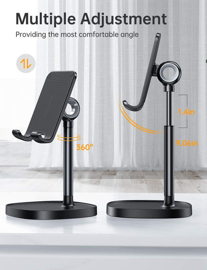 LISEN Cell Phone Stand Phone Holder for Desk Office Decor, Office Desk Accessories Women PC Gaming Essentials iPhone Stand Gadgets Men Gift for Father Fit OtterBox Case Switch iPad Air Tablet 4-10 in