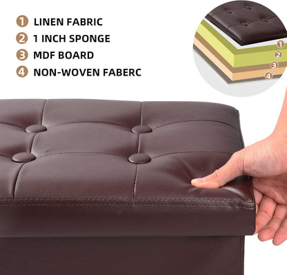 ALASDO Storage Ottoman Footrest Stool Small Ottoman with Storage Foldable Ottomans Foot Rest Footstool Bench for Living Room 17x13x13inches Grey