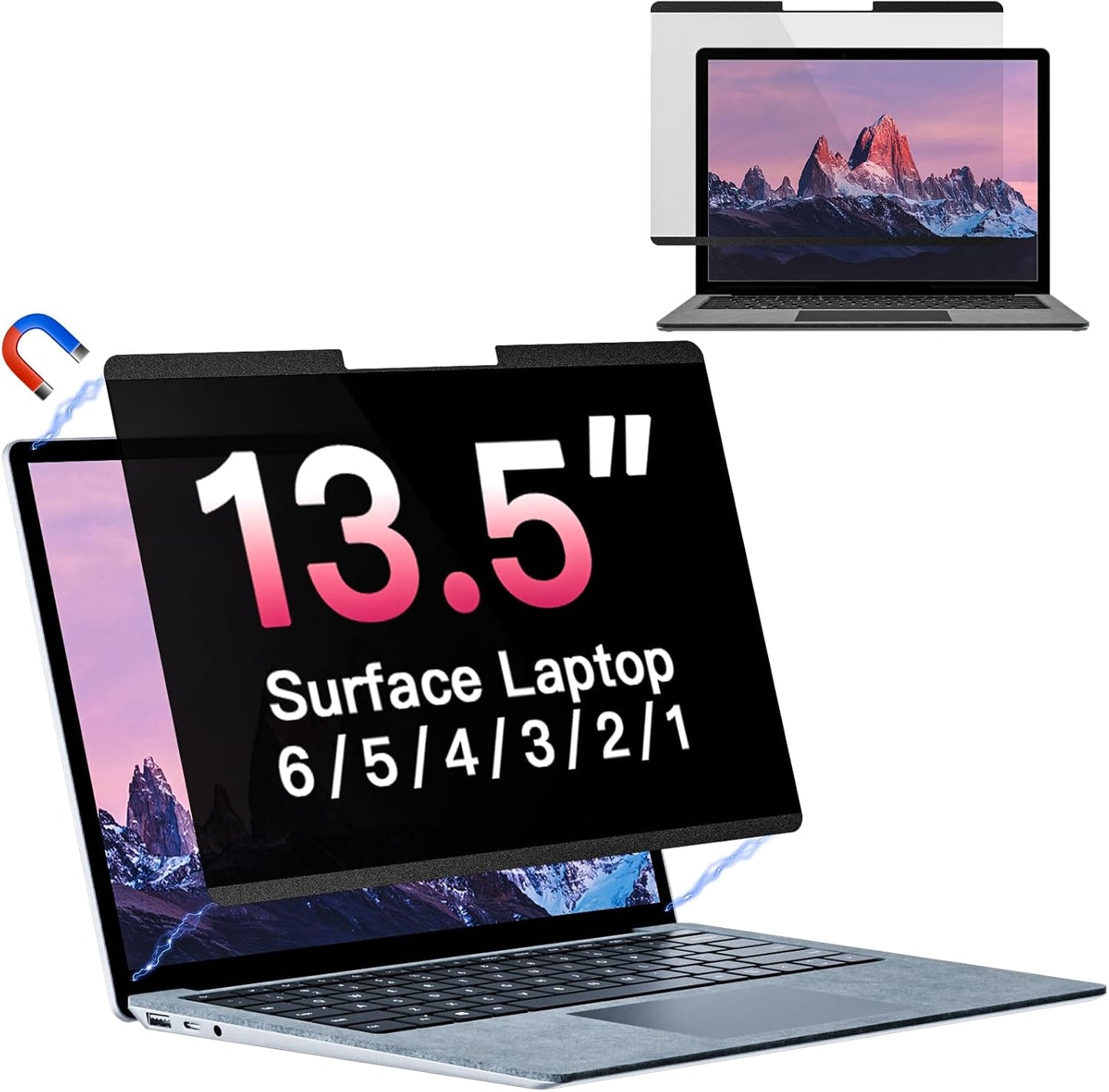 Magnetic Privacy Screen for Microsoft Surface Laptop 7 13.8 Inch, Removable Anti Glare Blue Light Filter, 13.8 In Anti Spy Black Security Private Block Screen Protector