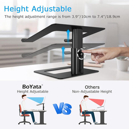 BoYata Laptop Stand, Ergonomic Aluminum Height Adjustable Computer Stand Laptop Holder for Desk, Compatible with MacBook Pro/Air, Dell, Lenovo, HP, Samsung, More Laptops 11-17"