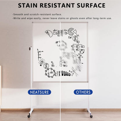 Large Whiteboard Easel with Stand, 36" x 24" Portable Standing Magnetic Dry Erase White Board, 3' x 2' Tripod Height Adjustable Flip Chart Easel for Home Office Classroom School, Silver
