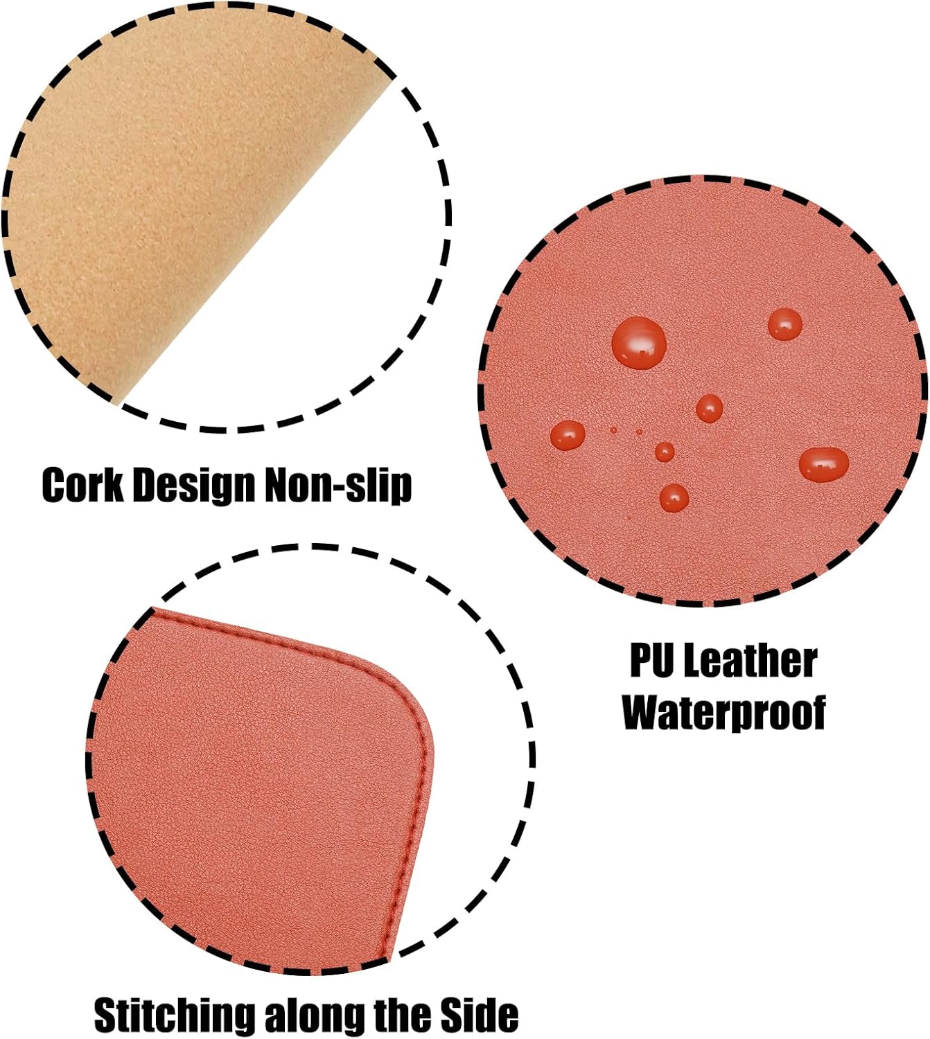 Double-Sided Keyboard Mouse Pad, 31.5"x15.7" PU Leather and Cork Desk Mat Large Overlocked-Edge Desk Pad with Matching Thread, Black