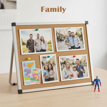 2 Pack Cork Board Desk Bulletin Board, 9.8"×9.8" Double Sided Pin Small Desk Cork Boards with Stand for Desktop Suitable with 10 Push Pins for Home, Office, Desks Message or Picture Boards