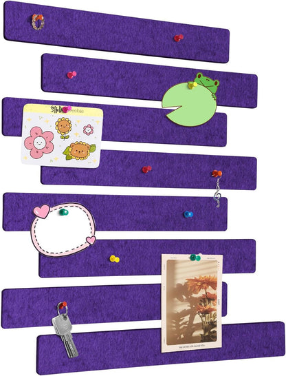 Cork Board for Walls - 8 Pack Felt Pin Board Bar Strips - Self-Adhesive Lightweight Bulletin Board - Cork Board for Office with 40 Push Pins No Damage for Wall