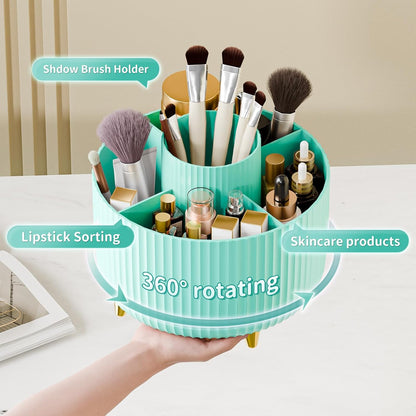 fanado 360° Rotate Makeup Brush Holder Organizer, Makeup Organizers Countertop, Makeup organization and Skincare Storage for Vanity, Desktop, Bathroom (White)