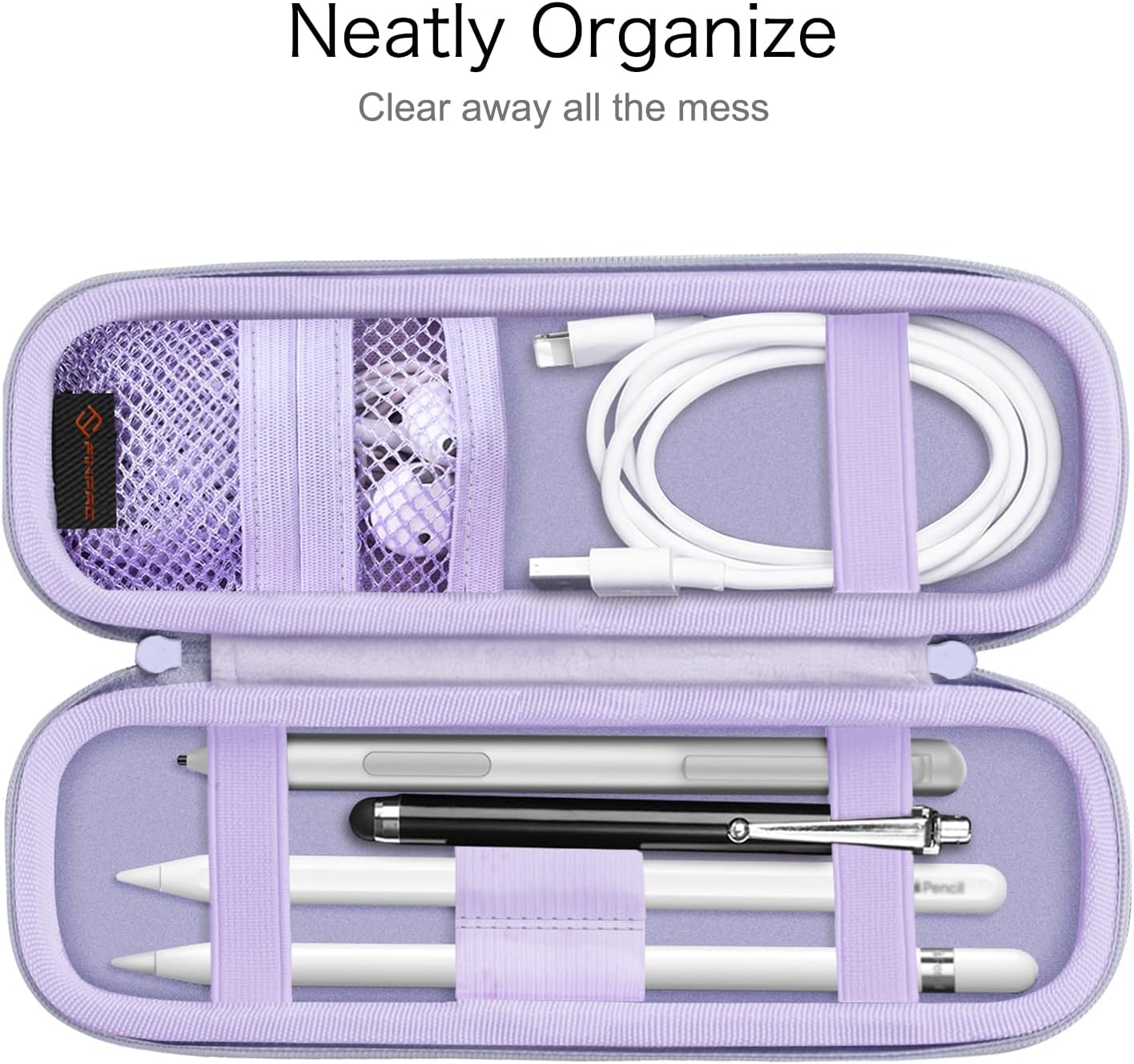 Fintie Holder Case for Apple Pencil Pro, Apple Pencil (USB-C / 1st / 2nd Generation), PU Leather Carrying Bag Sleeve Compatible with Pen, USB Cable, Samsung Stylus, Lilac Marble