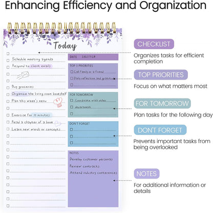 To Do List Notepad - To Do List Notebook for Work with 52 Sheets, Undated Daily Planner Perfect for Enhanced Productivity and Goal Achievement - Green
