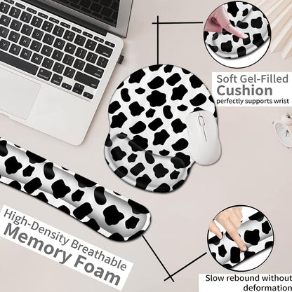 Mouse Pad with Wrist Support, Ergonomic Gel Mouse Pad Beautiful Flowers,Pink Hyacinths on Wood Panel，Non-Slip Durable, Memory Foam Keyboard Wrist Rest, Suitable for Office Typing Games