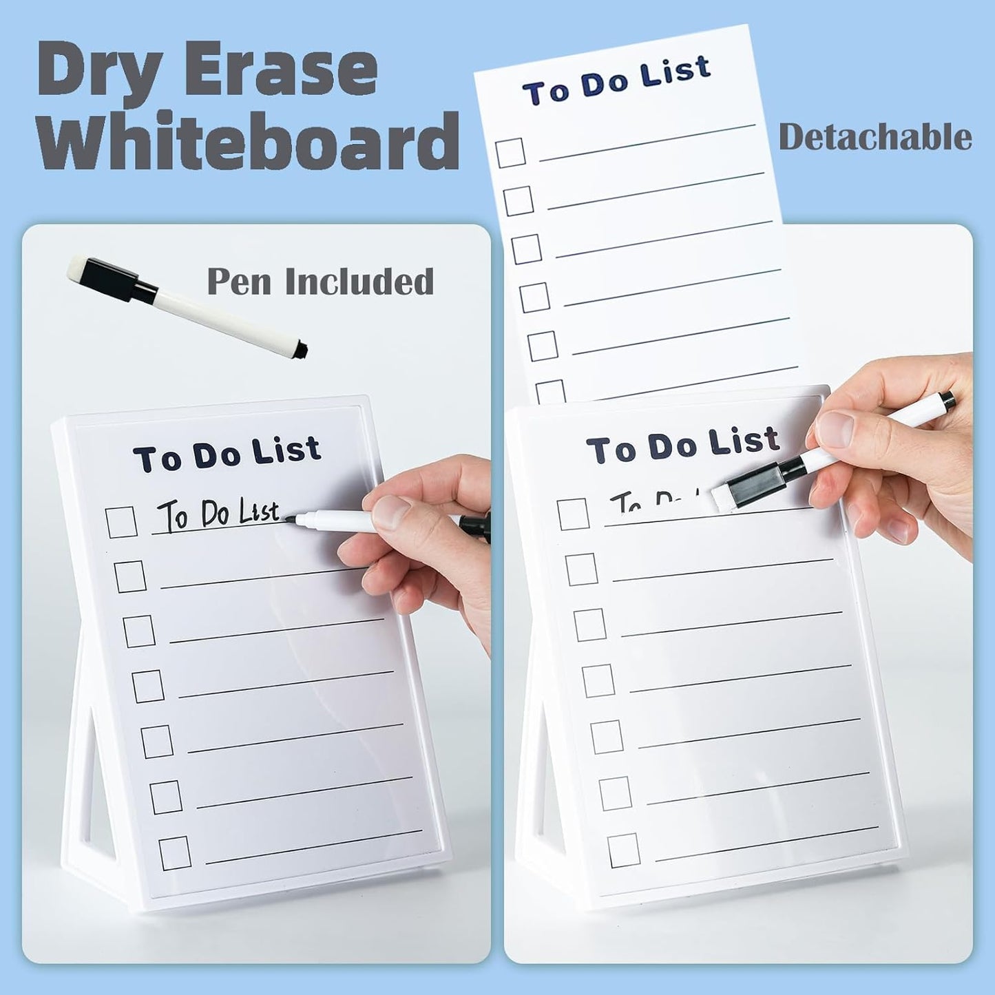 Desktop Dry Erase Board, Small Whiteboard with Stand, A5 Size 8.3 x 5.8 Inches with A Dry Erase Marker, Detachable Stand & to Do List Card (A5)