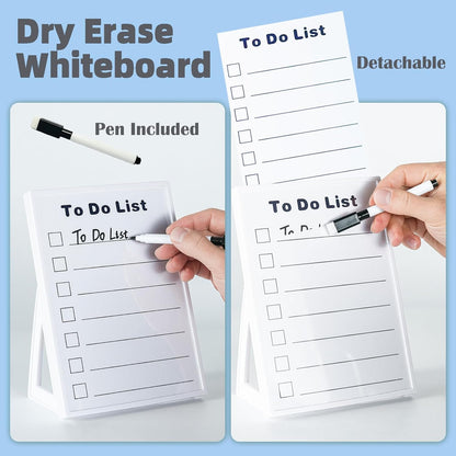 Desktop Dry Erase Board, Small Whiteboard with Stand, A5 Size 8.3 x 5.8 Inches with A Dry Erase Marker, Detachable Stand & to Do List Card (A5)
