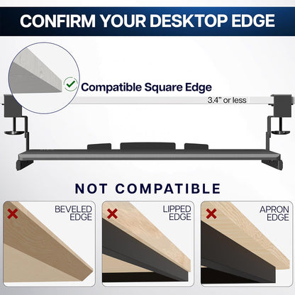 VIVO Large Height Adjustable Under Desk Keyboard Tray, C-clamp Mount System, 27 (33 Including Clamps) x 11 inch Slide-Out Platform for Typing, White, MOUNT-KB05HW