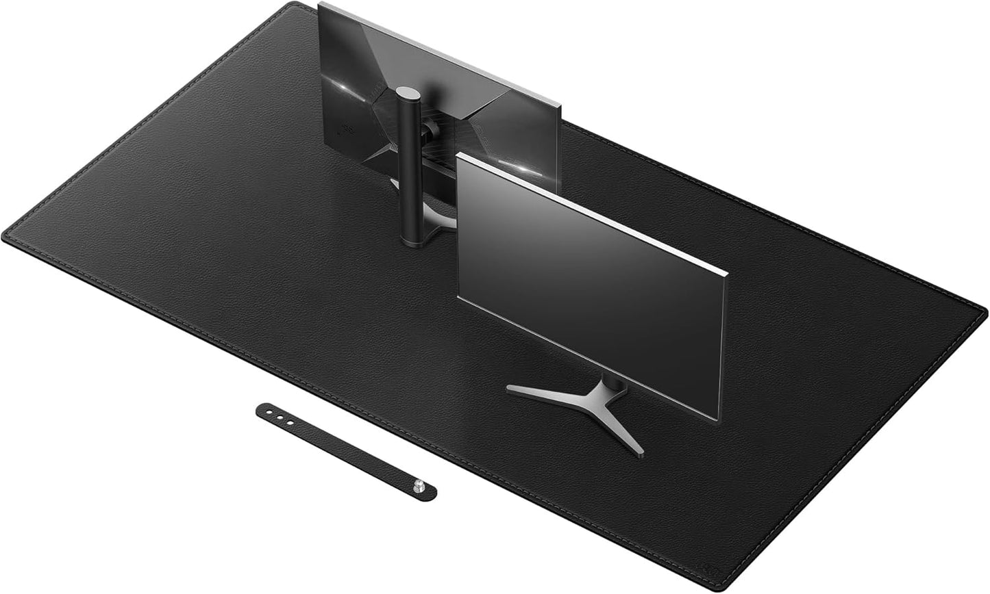Cacoy 36" x 20" Leather Desk Mat for Home Office, Extra Large PU Leather Desk Pad Blotters, Waterproof Computer Keyboard Mat, Extended Gaming Mouse Pad, Desk Protector for Desktop and PC Laptop, Black
