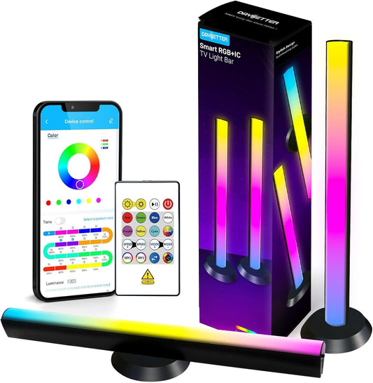DAYBETTER Smart LED Light Bars, RGB Light Bar, 14 Inches TV Backlights with Scene and Music Modes, Smart Light Bars with Multiple Placement Options, Mood Lighting, PC Gaming Light Bar for Room Decor