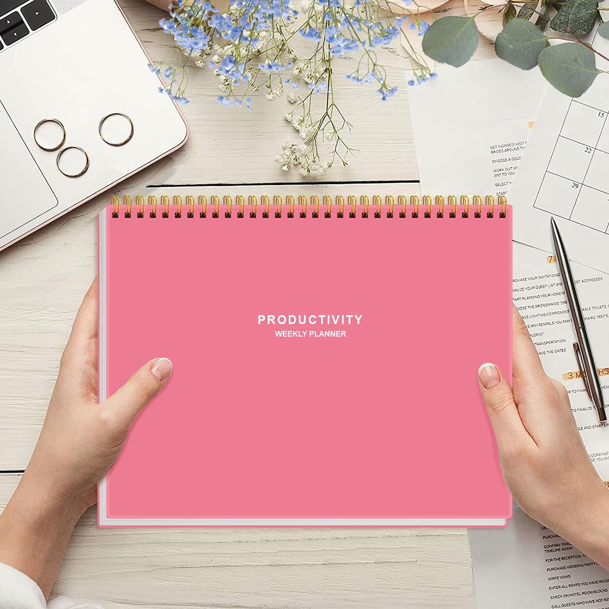 Weekly Productivity Planner - 8.5" x 11" Dashboard Desk Notepad Has 6 Focus Areas to List Tasks for Goals, Projects, Clients, Academic or Meal-Organize Your Daily Work Efficiently, 54 Weeks, Green