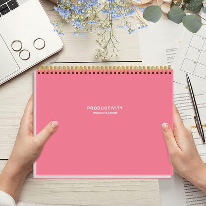 Weekly Productivity Planner - 8.5" x 11" Dashboard Desk Notepad Has 6 Focus Areas to List Tasks for Goals, Projects, Clients, Academic or Meal-Organize Your Daily Work Efficiently, 54 Weeks, Green
