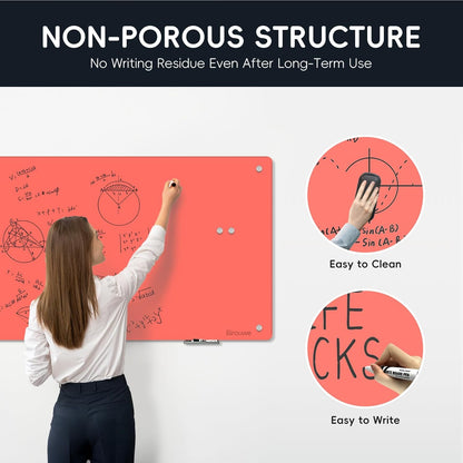 Magnetic Glass Whiteboard - Glass Dry Erase Board 48"x36" Large Frameless Board for Walls Office School and Home